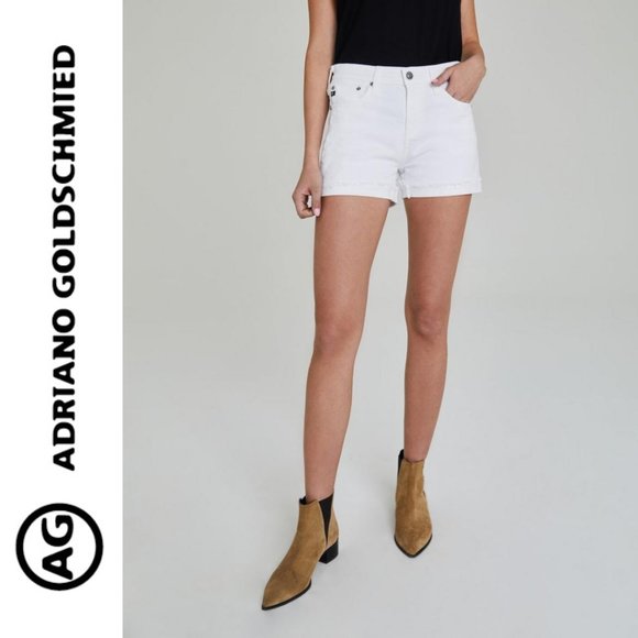 Ag Adriano Goldschmied Pants - AG Adriano Goldschmied The Hailey ex-boyfriend roll up white short size 27